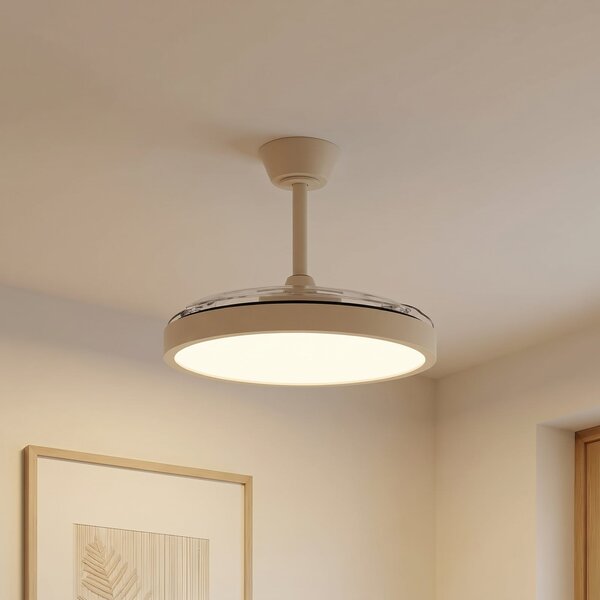 Lindby LED stropni ventilator Orasu, premer 107 cm, bež, CCT, Bež, Dnevna soba / jedilnica, Kovina, Sodobni