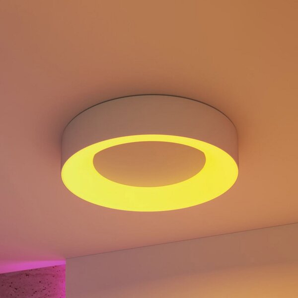 Paulmann Smart LED stropna svetilka Casca, aluminij, Ø 40 cm, RGBW, IP44, zatemnjen, Kovinska, Dnevna soba / jedilnica, Kovina, Sodobni