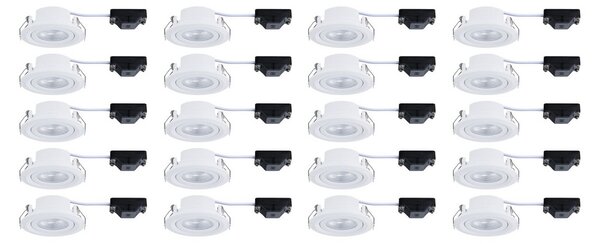 Paulmann vgradni reflektor FIXEDLED, bel, 8 cm, 830, vklop/izklop, 20-kratni, Bela, Dnevna soba / jedilnica, Plastika, Sodobni, Vgradne svetilke okrogle