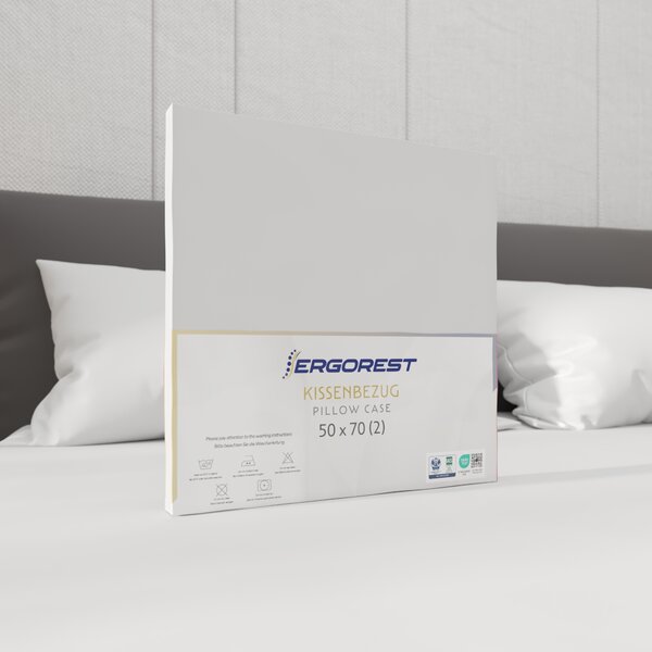 Prevleka za vzglavnik Ergorest Cotton Satin™ 50 x 70 cm – snežno bela 2x