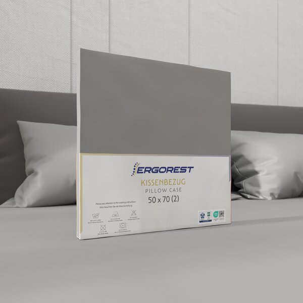 Prevleka za vzglavnik Ergorest Cotton Satin™ 50 x 70 cm – elegantno siva 2x