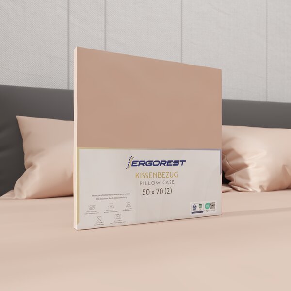 Prevleke za vzglavnik Ergorest Cotton Satin™ 50 x 70 cm – peščeno rožnata 2x