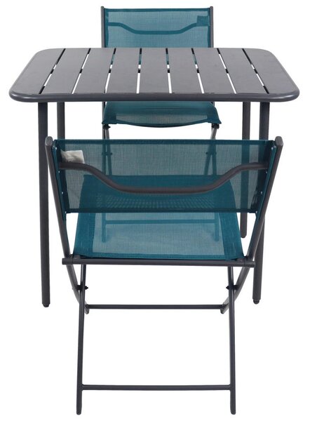 SET ZA BALKON kovina, umetna masa, tekstil črna črna, turkizna