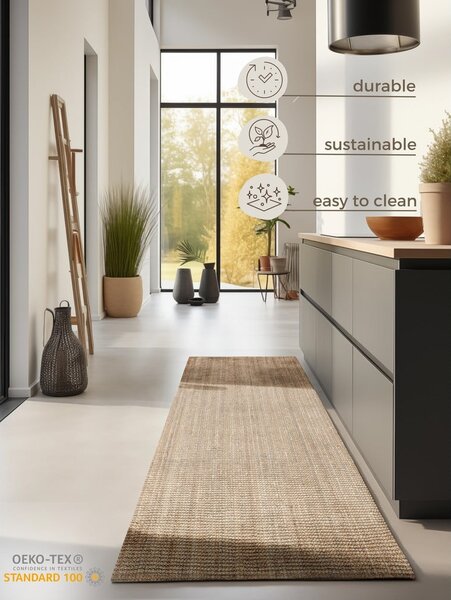 Tekač iz jute v naravni barvi 80x200 cm Bouclé – Hanse Home