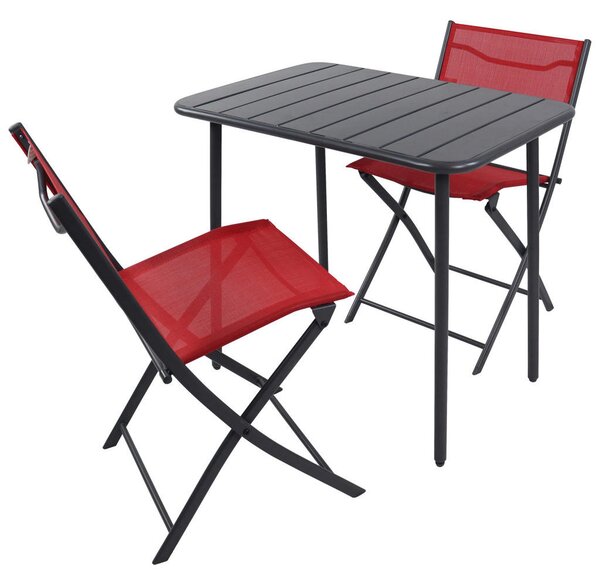 SET ZA BALKON kovina, umetna masa, tekstil črna rdeča, črna