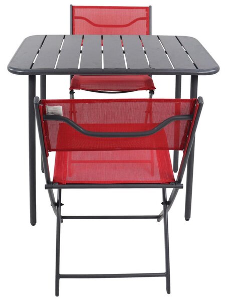 SET ZA BALKON kovina, umetna masa, tekstil črna rdeča, črna