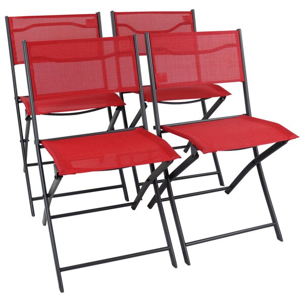 SET ZLOŽLJIVIH VRTNIH STOLOV jeklo rdeča