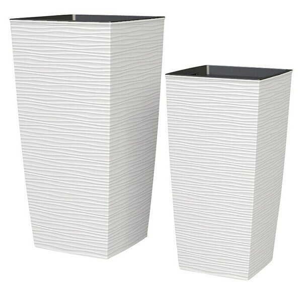 Oglati stebrasti cvetlični lonec Aurora (Do x Š x V: 35 x 35 x 68 cm, Plastika, Bele barve)