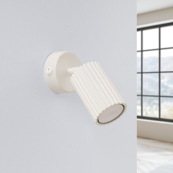 SOLLUX LIGHTING Stenski reflektor carbon, bež, projekcija 16 cm, stikalo, aluminij, Bež, Dnevna soba / jedilnica, Aluminij, Sodobni