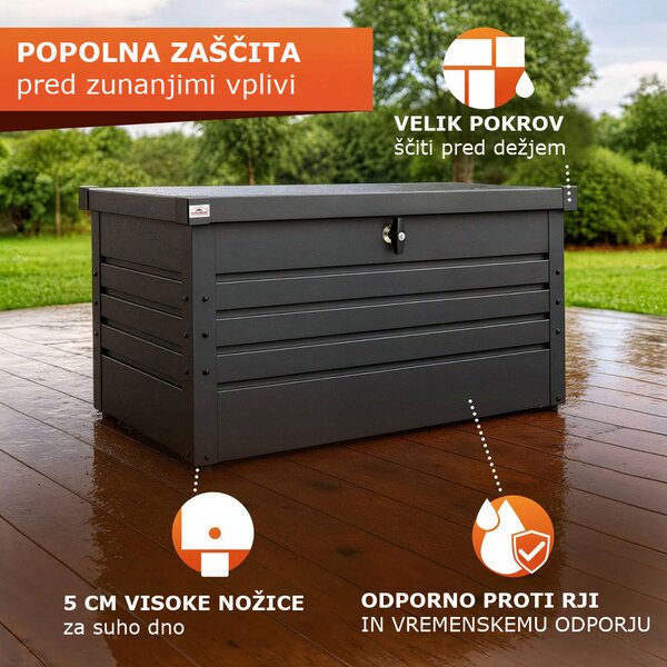Kovinski shranjevalni zaboj METALBOX, 385L, 120×62×63cm, antracitna Gardebruk