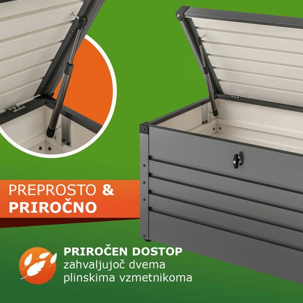 Kovinski shranjevalni zaboj METALBOX, 385L, 120×62×63cm, antracitna Gardebruk