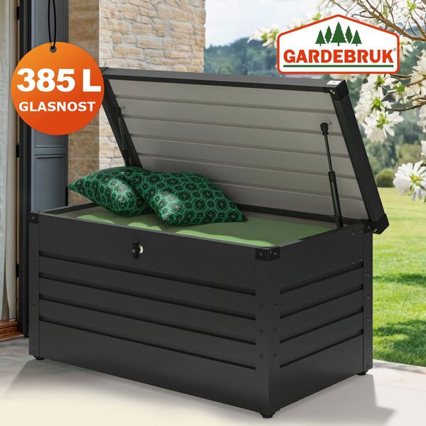 Kovinski shranjevalni zaboj METALBOX, 385L, 120×62×63cm, antracitna Gardebruk