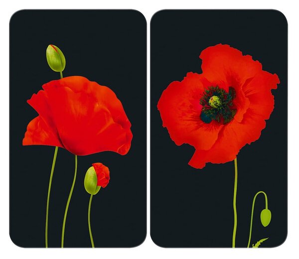 Plošča za štedilnik iz kaljenega stekla v kompletu 2 kos 52x30 cm Poppy - Maximex