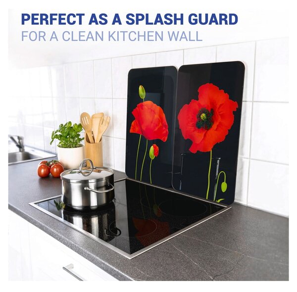 Plošča za štedilnik iz kaljenega stekla v kompletu 2 kos 52x30 cm Poppy - Maximex