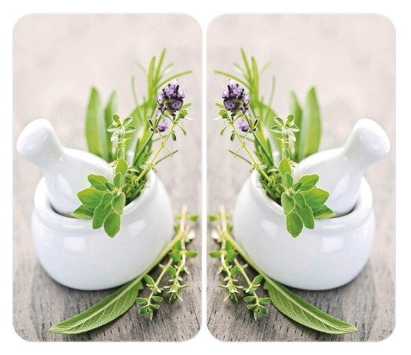 Komplet 2 steklenih zaščitnih plošč za štedilnik Wenko Herbal, 52 x 30 cm