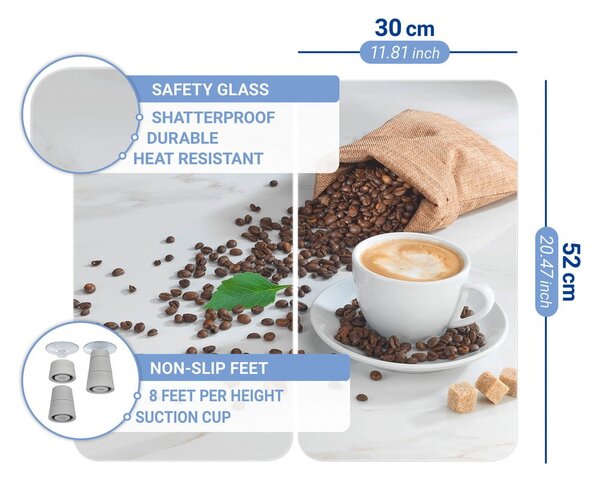 Zaščitne plošče za štedilnik iz kaljenega stekla 2 ks 52x30 cm Café Aromatica – Maximex