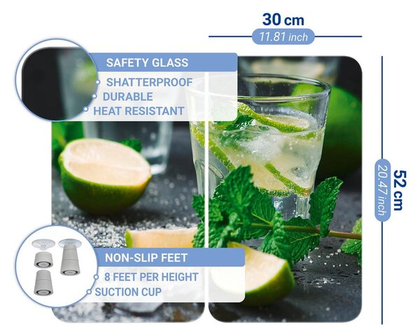 Komplet 2 steklenih zaščitnih plošč za štedilnik Wenko Mojitos, 52 x 30 cm