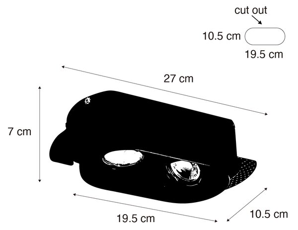 Okrogel vgradni reflektor beli GU10 50 mm 2-lučni - Hubs