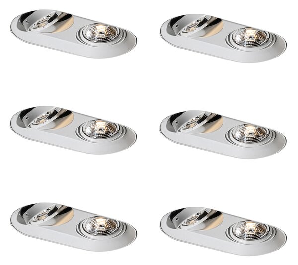 Komplet 6 zaobljenih vgradnih reflektorjev belih GU10 70 mm 2-luči - Hubs