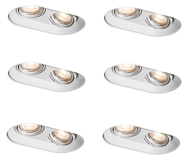 Komplet 6 okroglih vgradnih reflektorjev belih GU10 50 mm 2-luči - Hubs