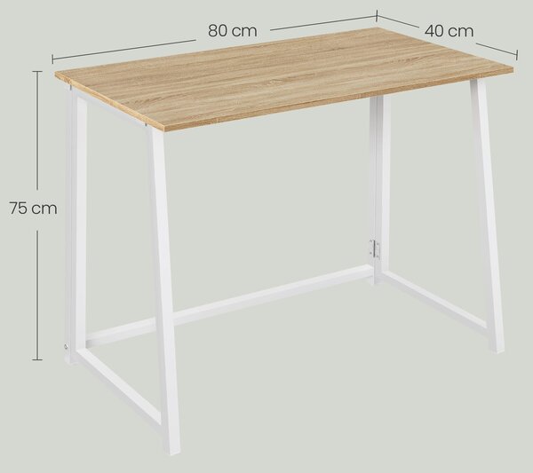Pisalna miza ZARIMO zložljiva 80x40 cm, bela/hrast sonoma