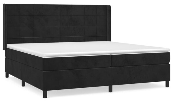 VidaXL Box spring postelja z vzmetnico črna 200x200 cm žamet