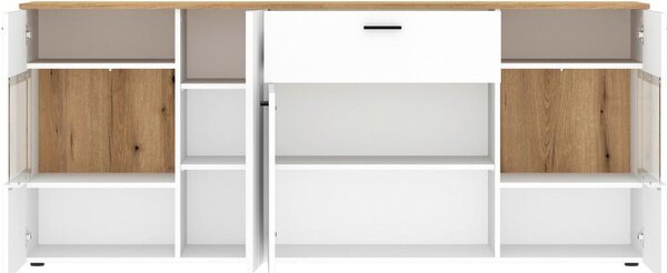 Modern Living Široka Komoda Dalano, Bela, Barva Hrasta