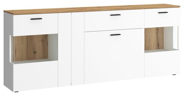 Modern Living Široka Komoda Dalano, Bela, Barva Hrasta