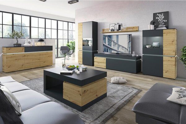 Modern Living Široka Komoda Luci, Barva Hrasta, Antracit