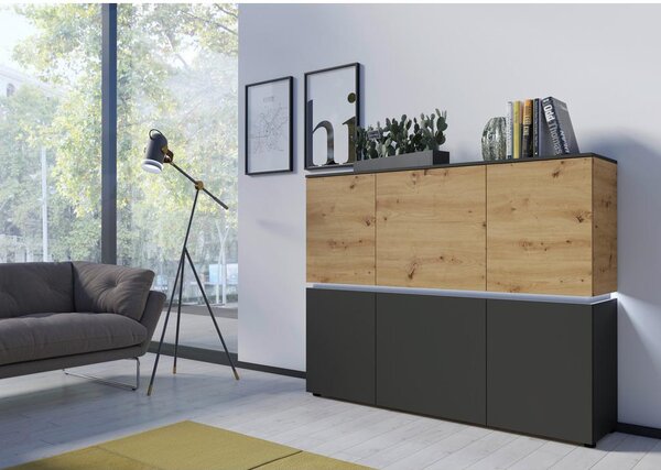 Modern Living Široka Komoda Luci, Barva Hrasta, Antracit