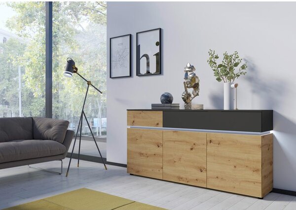 Modern Living Široka Komoda Luci, Barva Hrasta, Antracit