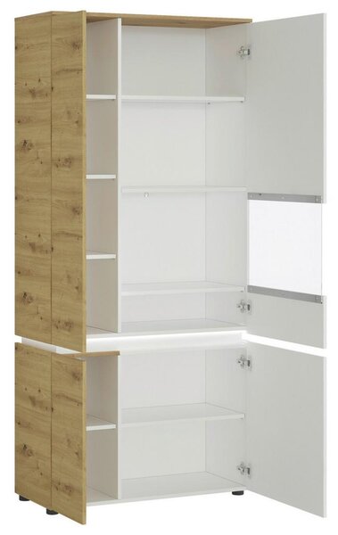 Modern Living Vitrina Luci, Bela, Barva Hrasta