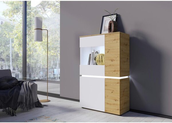 Modern Living Vitrina Luci, Bela, Barva Hrasta