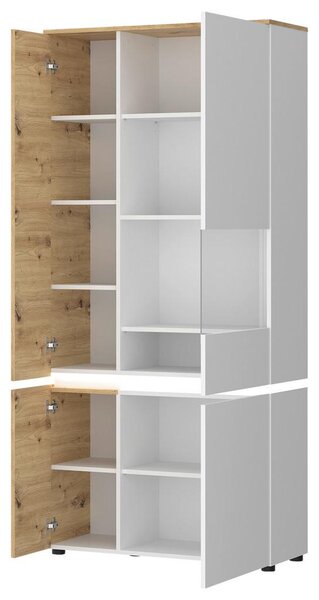 Modern Living Vitrina Luci, Bela, Barva Hrasta