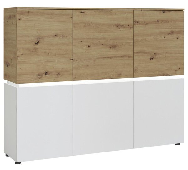 Modern Living Široka Komoda Luci, Bela, Barva Hrasta
