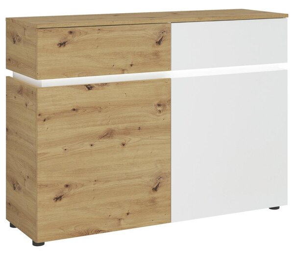 Modern Living Široka Komoda Luci, Bela, Barva Hrasta