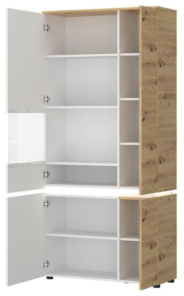 Modern Living Vitrina Luci, Bela, Barva Hrasta