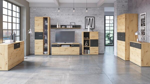 Modern Living Stenska Polica Nina, Barva Hrasta, Antracit
