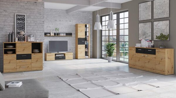 Modern Living Stenska Polica Nina, Barva Hrasta, Antracit