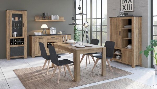 Modern Living Vitrina Rapallo, Barva Kostanja, Antracit