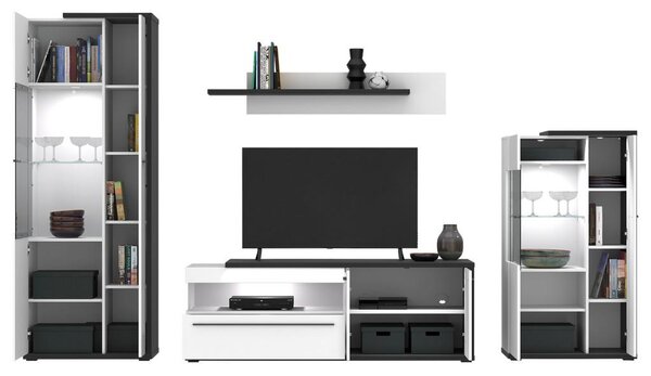 Modern Living Tv-element Ambiente Plus, Bela, Antracit