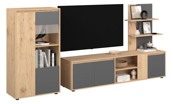 Modern Living Dnevni Regal Caneva, Barva Hrasta, Antracit, 2-Delni