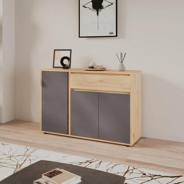 Modern Living Široka Komoda Caneva, Barva Hrasta, Antracit