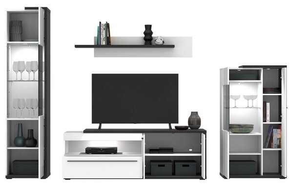 Modern Living Tv-element Ambiente Plus, Bela, Antracit