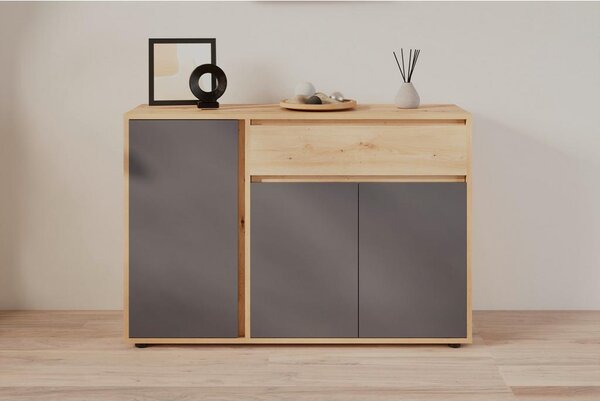 Modern Living Široka Komoda Caneva, Barva Hrasta, Antracit