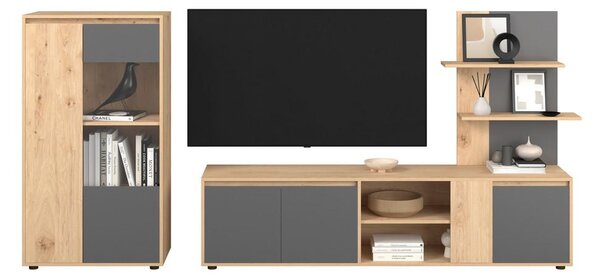 Modern Living Dnevni Regal Caneva, Barva Hrasta, Antracit, 2-Delni