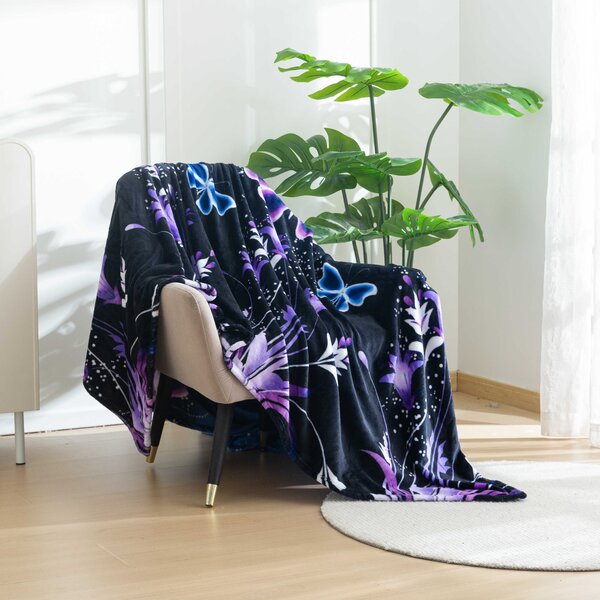 Mikroplišasta odeja VIOLET BUTTERFLY temno modra Dimenzije: 160 x 200 cm