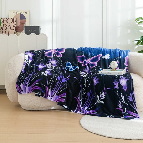 Mikroplišasta odeja VIOLET BUTTERFLY temno modra Dimenzije: 160 x 200 cm