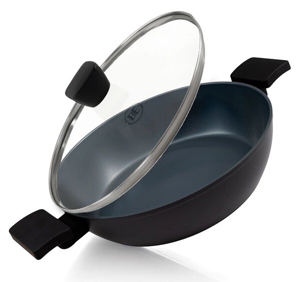 BE Living Nizka posoda za kuhanje s pokrovom Delight Black 28 cm