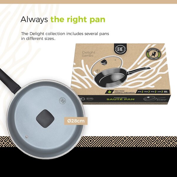 BE Living Globoka ponev s pokrovom Delight Black 28 cm